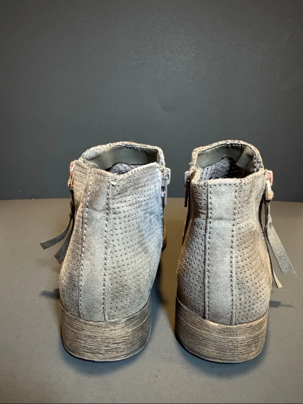 Dolce Vita Gray Perforated Suede Ankle Booties